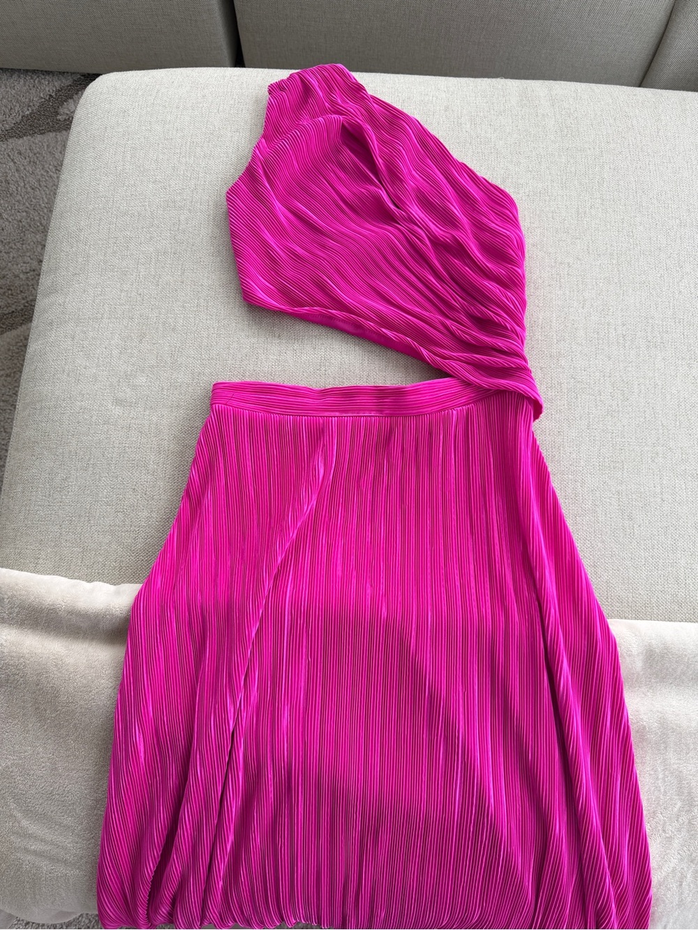 New - no tags Pleated One-Shoulder Maxi Dress in Fuchsia